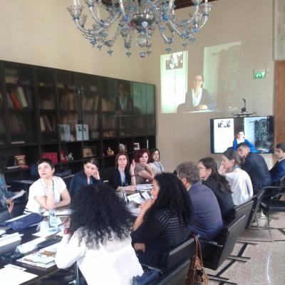 Video konferenca s Susanne Schnuttgen, predstavnico Unesca v Parizu, Benetke, 2015. Foto: Adela Pukl. 